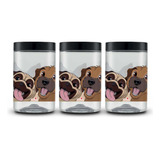 Kit 3 Potes Mix Dog Cachorro 1500ml Plástico Transparente