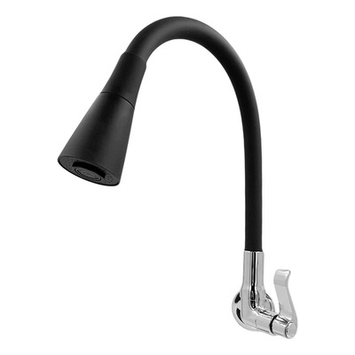 Torneira Gourmet Parede ½ Preta Metal Curvo ¼v Cozinha 5005c Br Shopper