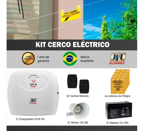 Kit Energizador/ Alarma Cerco Eléctrico 12000mt Lineales Jfl