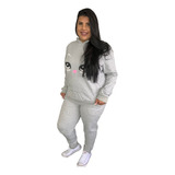 Conjunto Moletom Feminino Plus Size Com Estampa De Gatinho