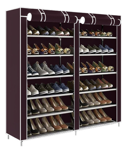 Zapatera Organizador Zapatos 6 Niveles Doble Fila Ajustable Color Borgoña