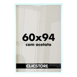  Moldura 60x94 Quadro Decorativo Acetato Poster Foto Corredor Cor Branco Liso 