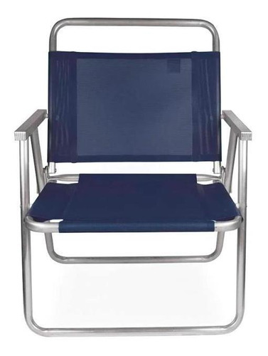 Cadeira De Praia Piscina Oversize 140 Kg Alumínio Azul Mor
