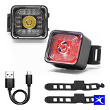 Combo Luces Bicicleta Recargable Usb 90 Lms 28grs Waterproof