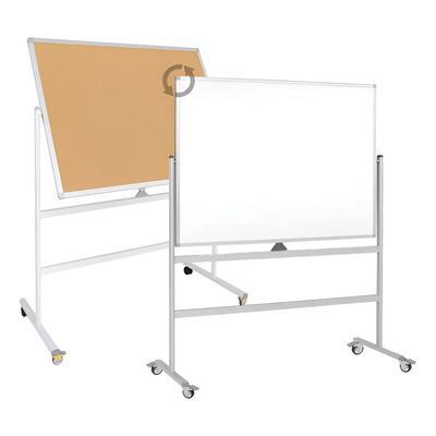 Pizarra Movible De Ruedas Magnetico Y Corcho Portatil 120x90 Blanco Y Corcho