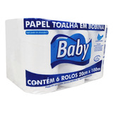 Papel Toalha Bobina Folha Simples Virgem Branco 6x100m Baby