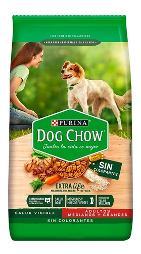 Dog Chow Sin Colorante Adlt Mediano Y Grande X 21 Kg