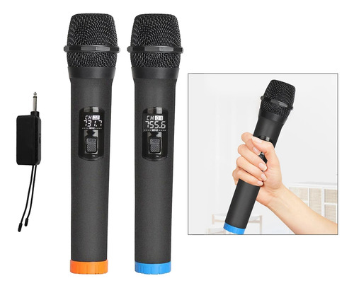 Microfones Recarregável Sem Fio Profissional Dinâmico Duplo