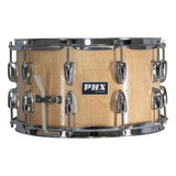 Caixa Bateria Phx Music 14x8 Madeira Cromado Pele Cristal