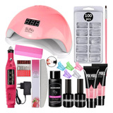 Kit Polygel Unhas Alongamento Cabine Sun 5 Led Uv Lixadeira