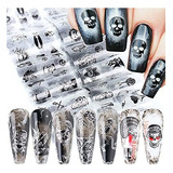 Etiquetas Y Calcomanías - 10 Sheets Punk Skull Nail Foil Tra