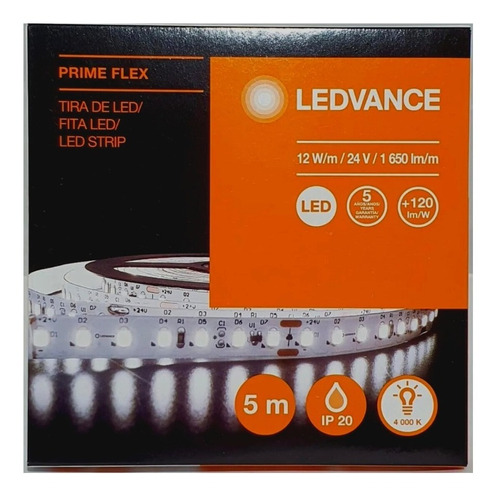 Cinta De Led 12w/m Neutra Prime Flex Ledvance 5 Metros Ip20