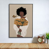 Cuadro En Vinilo Decorativo Mujer Con Girasoles