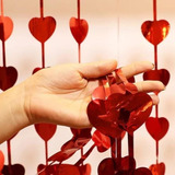Cortina Coração Dia Dos Namorados Vermelho Metalizado