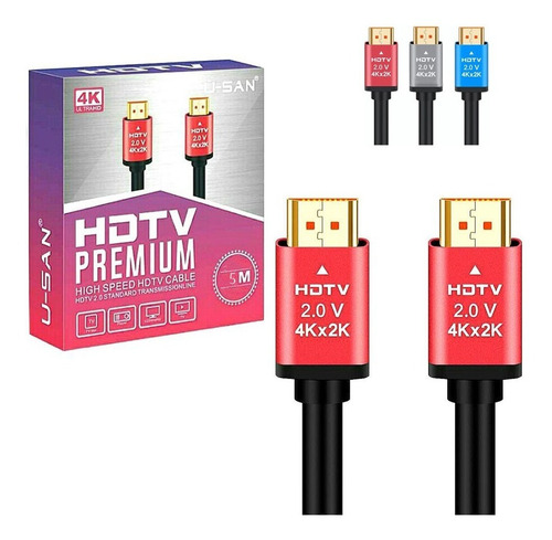 Cable Hdmi 5 Metros 4k Hdtv Premium