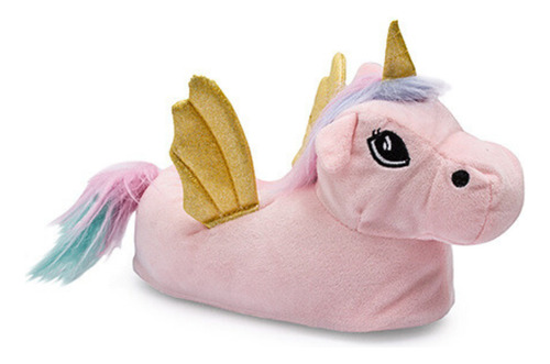 Pantufla Peluche Unicornio Peluda Infantil Suela Goma Nena