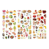 Set 3 Planillas Washi Stickers Postres And Fast Food Kawaii