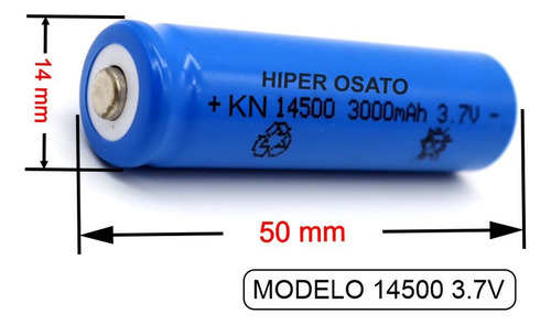 Kit 4 Baterias 14500 3,7v 3000mah Li-ion - Recarregável