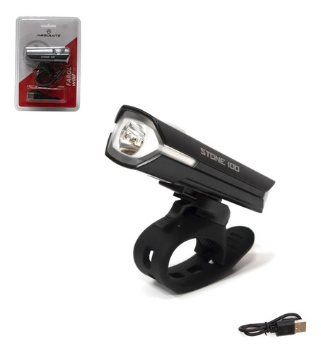 Farol Absolute Wild 100 5 Modos Recarregável Resist. Chuva Cor Preto