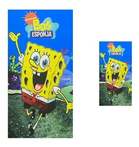 Kit 1 Toalha De Banho Bob Esponja + 1 Toalha De Rosto 