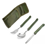 Kit Cubiertos Cuchara Tenedor Viaje Camping Portatil Militar