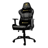 Silla De Escritorio Cougar One Royal Gamer Ergonómica  Negra Con Tapizado De Cuero Sintético