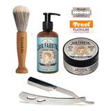 Kit Sir Fausto Navaja De Corte+ Crema + After Shave + Brocha