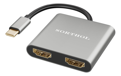 Sorthol Adaptador Usb C A Doble Hdmi 4k A 60 Hz, Adaptador