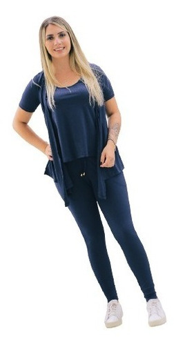 Kimono Plus Size Colete Alongado Feminino Blusa+calça P  Xgg