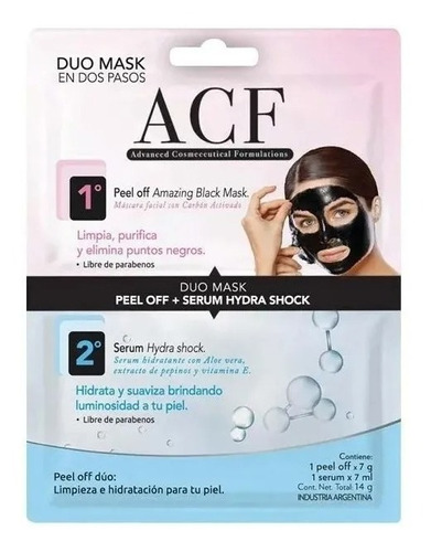 Acf Duo Mask Peel Off Serum + Hydra Shock Mascarilla Facial