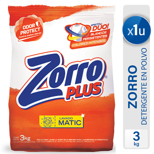 Jabon En Polvo Detergente Zorro Clasico Matic - Mejor Precio