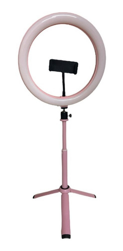 Kit Aro Selfie Luz Led 26 Cm Usb Rosa Trípode Regulable 60cm