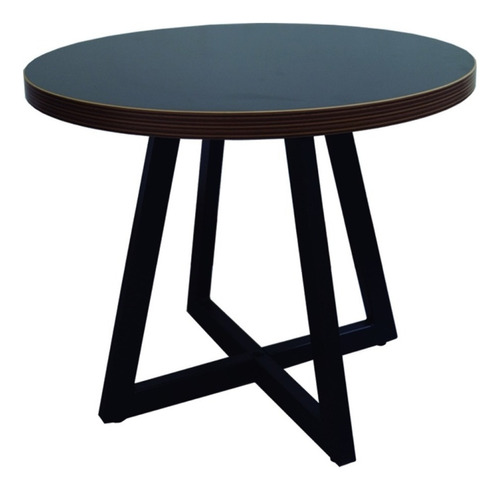 Mesa Ratona De Living Auxiliar Redonda Madera - Hancock 50 Color Negro