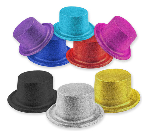 12 Pza Sombreros Bombin Con Glitter Batucada Fiesta Boda 