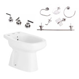 Juego Bidet Roca + Grifería Y Accesorios Aqualaf 6 Piezas