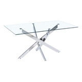 Mesa Nordica Vidrio Patas Cromadas Rectangular Comedor 160 