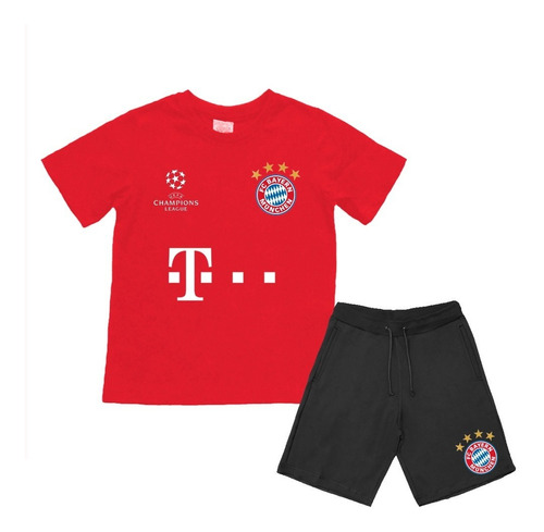 Kit Camiseta Infantil Bayer De Munique E Bermuda Unissex