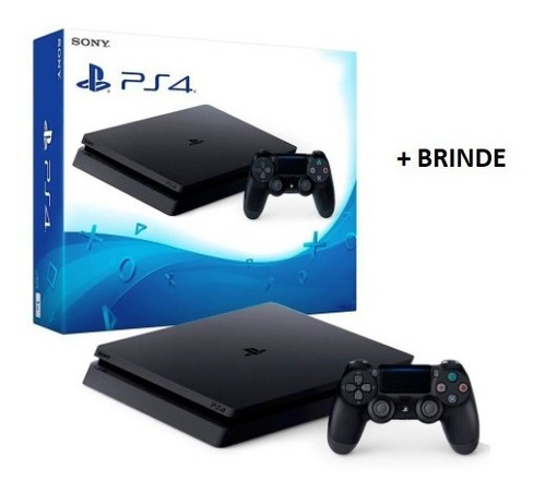 Playstation 4 Slin Sony Ps4 Preto Mais 1 Jogo Brinde