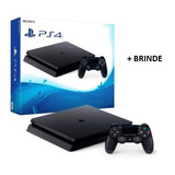 Playstation 4 Slin Sony Ps4 Preto Mais 1 Jogo Brinde