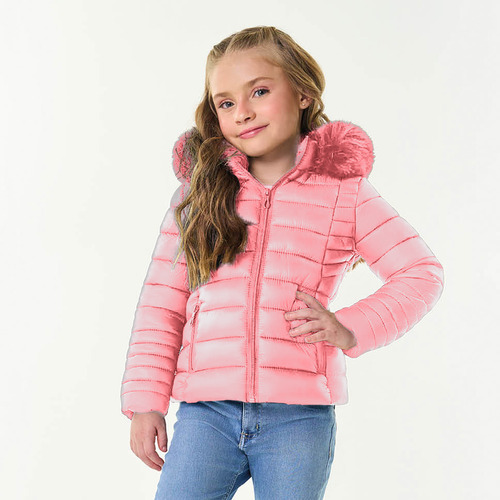 Jaqueta Casaco Infantil Menina Puffer Pelinho Trick Nick Pel