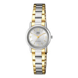 Reloj Para Mujer Qyq Q&q Qa39j404y Bicolor Acero + Estuche 