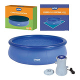 Kit Piscina Inflável Splash Fun 3400 L Capa Forro Filtro Mor