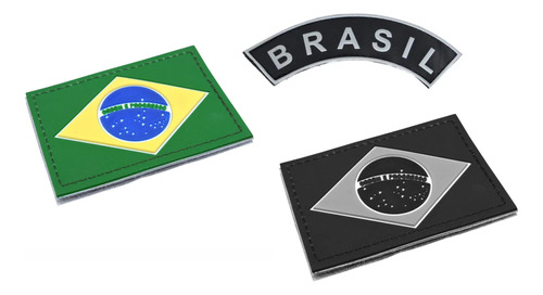 Kit 3 Patch Emborrachado - Bandeira Do Brasil + Tarjeta