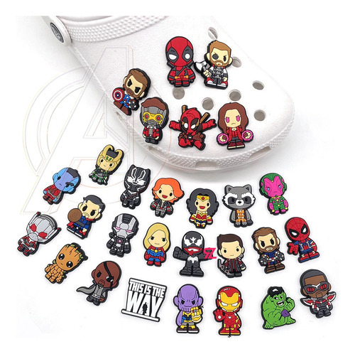 30 Pines Para Crocs Charms Jibz Avengers Spiderman Thor Hulk