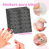 Sticker Adhesivo Doble Para Pegar Uñas Postizas 10 Hojas