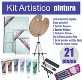 Kit Atril Metal 7 Bastidor Oleos O Acrilicos Pinceles Paleta