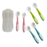 Set Cubiertos Infantil Cuchara+tenedor C/ Estuche Plastico