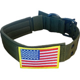 Collar Táctico Para Perro K9 (parche De Bandera Americana Gr