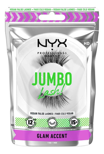 Pestañas Postizas, Jumbo Lash, Nyx Cosmetics Color Glam Accent Espesor 0 Mm Largo 0 Mm Tipo De Curvatura C