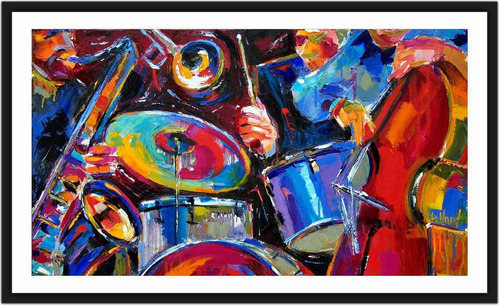 Quadro Decorativo Abstrato Música Jazz Salas Gg1 100x60cm